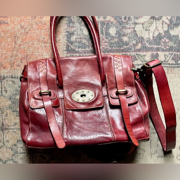 Campomaggi Burgandy Red Medium Distressed Leather Sobrero Bag purse - Picture 2 of 13